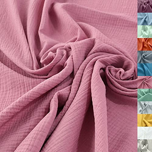 TOLKO 50cm Musselin Stoff Meterware | weicher Baumwollstoff für Kleid Bluse Baby Tuch Decke Tagesdecke Bettwäsche | ÖkoTex Double Gauze | uni Baumwollstoffe Dekostoff Stoffe zum Nähen Meterware