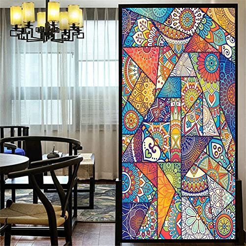 LXDWEI Film de confidentialité décoratif pour fenêtre Style église Statique, sans Colle, Traitement de fenêtre, revêtement de fenêtre, Autocollant (68x120cm)