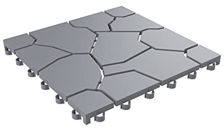 Pure Garden 12 Pack Polypropylene Interlocking Patio Tiles - Weatherproof Outdoor Flooring for Balcony, Conservatory and Garage (Grey)