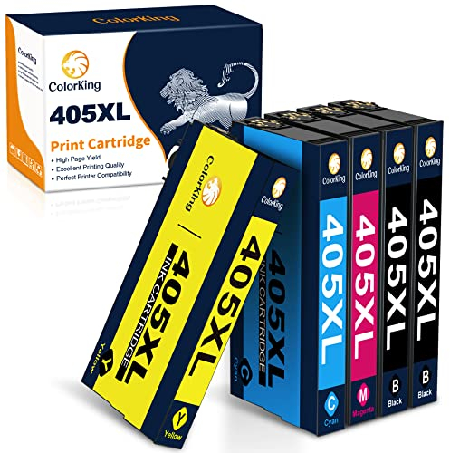 ColorKing 405XL Druckerpatronen Kompatibel für Epson 405 XL für Epson Workforce Pro Wf-4820 Patronen WF-3820 WF-3825 WF-4830 WF-4820 WF-4825 WF-7840 WF-7830 WF4820(2Schwarz, Cyan, Magenta, Gelb)