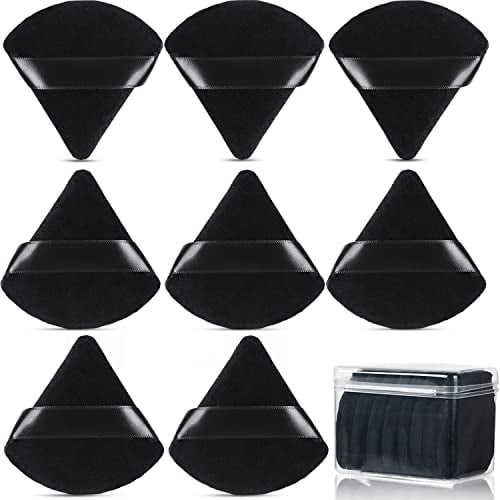 JASSINS Schwamm-Set aus Baumwolle, dreieckig, super weich, für trockene und nasse Make-up, für Concealer/loses Puder/Körperpuder/Foundation/Rouge, 8 Stück (schwarz)