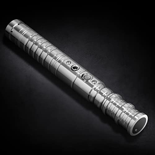 Hlieeosfcn Lichtschwert, 7 Farben RGB FX Duell Lichtschwert für Kinder, Silber Metall Aluminium Griff Splicable Lichtschwert, Kindergeschenk Halloween Cosplay