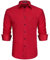 HISDERN Herren Rotes Businesshemd Formelle Langarm-Knopfleiste Braune Paisley-Arbeit Mode Eleganter Blumenkragen Regular Fit Burgunder Hemd L