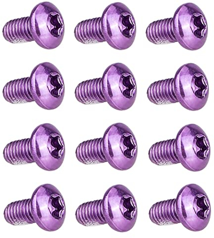 T TAKONE Fahrrad Bremsscheiben Schrauben, 12 Stück M5 x 10 mm Eloxierte Fahrrad-Scheibenbremsschrauben, T25-Fahrradrotorschraube für MTB, Rennrad, Mountainbike (Violett)