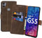 Suncase Book-Style Hülle kompatibel mit Gigaset GS5 Leder Tasche (Slim-Fit) Lederhülle Handytasche Schutzhülle Case mit 3 Kartenfächer in antik-braun