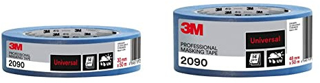 Scotch Super peintre de ruban de masquage 30 mm x 50 m/Plus de qualité professionnelle, bleu, 2090 & 3M Ruban de masquage 2090 Multi-surfaces, adhesivité moyenne, resiste aux UV, 48 mm x 50 m