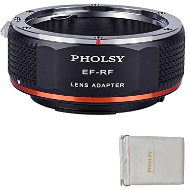 PHOLSY Objektivadapter Manueller Fokus Kompatibel mit Canon EOS EF EF-S Mount Objektiv auf Canon EOS RF Mount Kameragehäuse, EF auf RF