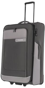 Travelite Reisekoffer groß 77 cm 2 Rollen, nachhaltig, VIIA, Weichgepäck Trolley aus recyceltem Material, TSA Schloss, 96-107 Liter