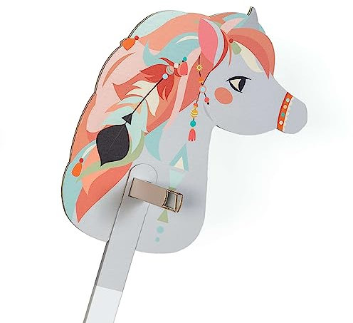 FOLDZILLA Steckenpferd aus Pappe 115 x 40 x 25 cm Hobbyhorse Stockpferd - Pferd Ethno rosa