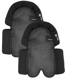 APRAMO Baby Kopf- und Körperstütze, 2 Stück, 100% recycelt, Lite, Baby- und Kleinkind, gepolsterte Einlagen für Kinderwagen, Autositzeinlagen für alle Jahreszeiten, besonders Sommer, Schwarz