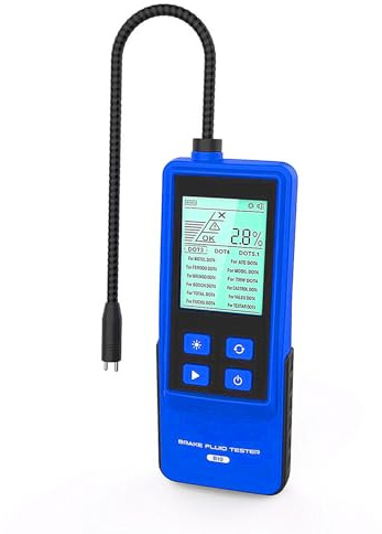 Brake Fluid Tester Automotive Digital Brake Fluid Detector Moisture Detector for DOT3 DOT4 DOT5.1, Car Brake Fluid Boiling Point Meter with 2.8 Display Audible Alarm High Precision Probe (T10)