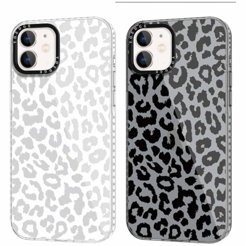 Yoedge 2 Pack Transparent Phone Case Compatible with iPhone 12 mini 5.4, Ultrathin Soft TPU Silicone with Aesthetics Leopard Pattern,Shockproof Bumper Protector Matte Cover, for iPhone 12 mini