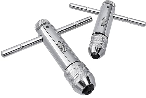 Mesee 2 Stück Windeisen Schraubenschlüssel für Männliches Gewinde Manueller Wasserhahnhalter Ratschenschlüssel mit verstellbarem T-Griff M3-M8/M5-M12 Umschaltknarre
