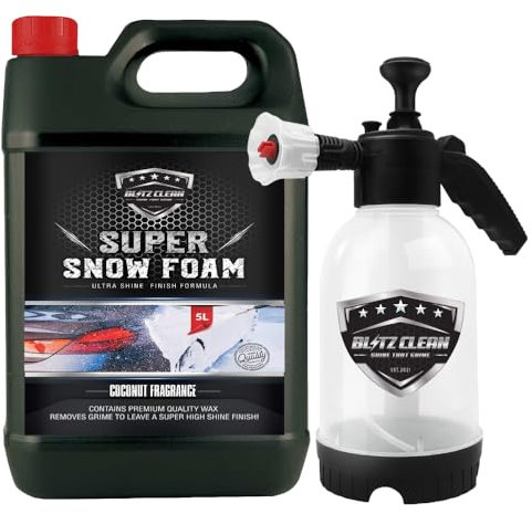 Coconut Snow Foam Plus 2L Pump up Snow Cannon Gun For Car Van Caravan 5L Super Thick Pre Wash Pressurised Snow Cannon Lance Kit No Jet/Pressure Washer Needed (Coconut)