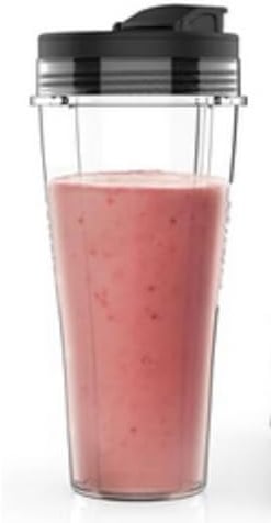GINOYA Blender Replacement Parts for Ninja Blender BN750UK BN800UK BN495UK CB350UK CB150UK CB100UK, 2pcs Cups with Sleeves Compatible with Ninja Blender