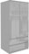 High Gloss 2 Door 2 Drawer Wardrobe for Bedroom with Shelf Hanging Rail Cloth Storage Wooden Wardrobe with Drawer Large Cupboard Bedroom Furniture, Grey