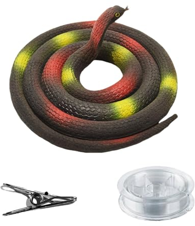 Generisch Clip- -Schlangenstreich, Schlangenstreich mit Schnurclip, Mit Metallclip befestigter Silikon-Schlangenstreich mit Schnur, Scaring Prank Prop, einfach zusammenzubauendes multifunktionales