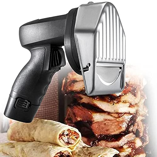 MLUENF Coltello Kebab Elettrico Professionale, Coltello Doner Kebab Automatico, Affettatrice Manuale Ricaricabile con 2 Lame Affettatrice Kebab Turco, Macchina per Tagliare la Carne, Senza Fili