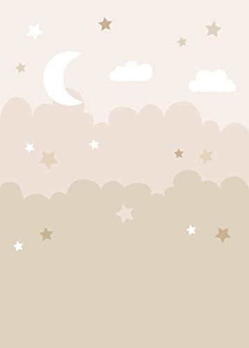 papier peint panoramique nuages et étoiles beige 200 x 279 cm - ESTAhome