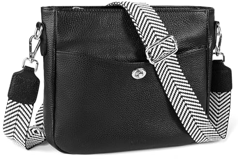 befen Echtleder Handtasche Damen Mittelgroß, Crossbody Bag Leder Handytasche zum Umhängen, Moderne Kleine Umhängetasche Damen mit Verstellbar Schultergurt