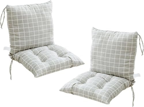 Eivdru 40X80cm 2 Stück Stuhlkissen mit Rückenteil Sitz, Niedriglehner Auflage Polsterauflage Gartenstuhl, Rückenkissen mit Bänder, Polsterauflage Auflage für Stühle/Bänke in Haus und Garten Sitzkisse