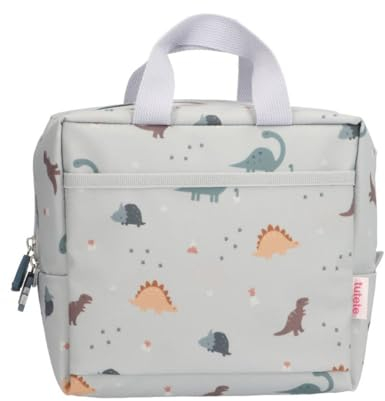 Tutete Bolsa Térmica Porta Alimentos | Nevera Portátil Pequeña y Fácil de Usar para Niños | Ideal para Almuerzos y Meriendas | Con Asas y Bolsillo Exterior, Lavable y Resistente | Dinos World