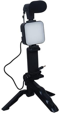 Kit vidéo pour smartphone : kit de vlogging, kit Youtuber | Pince pour smartphone et sac de transport, kit de lumière compact, kit de blog vidéo compatible avec L