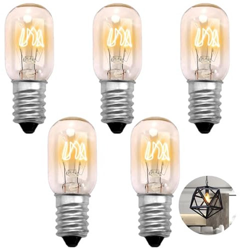 5 PCS 15W E14 Screw Salt Lamp Bulbs 230V, Mini Wax Warmer Light Bulbs Small Edison Screw Pygmy Bulbs for Himalayan Salt Lamp Sewing Machine Fridge Microwave Oven Wax Burners Cooker Hood (Warm White)