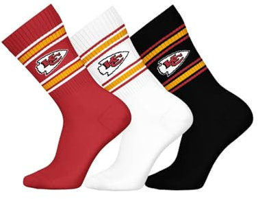 NFL Kansas City Chiefs 3pk Crew Socks - RED/WHT/BLK - 39/42