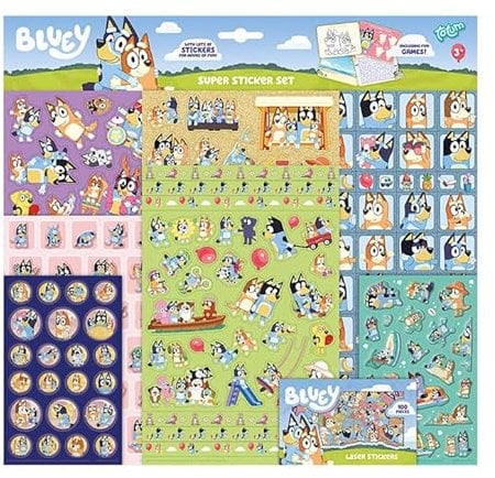 Bluey Stickers XL Super Sticker Set, 7 Sticker Sheets, Metallic and 3D Puffy Stickers, Blue