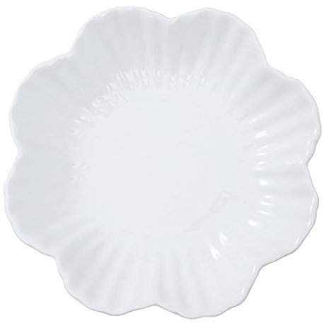 Ciieeo Flower Shaped Salad Plate Ceramic Dinnerware White Porcelain Kitchen Plate for Serving Hotel Use