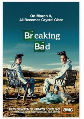 tcagd Filmposter Breaking Bad auf Leinwand, Schlafzimmer, Dekoration, Landschaft, Büro, Raumdekoration, Geschenk, 60 x 90 cm