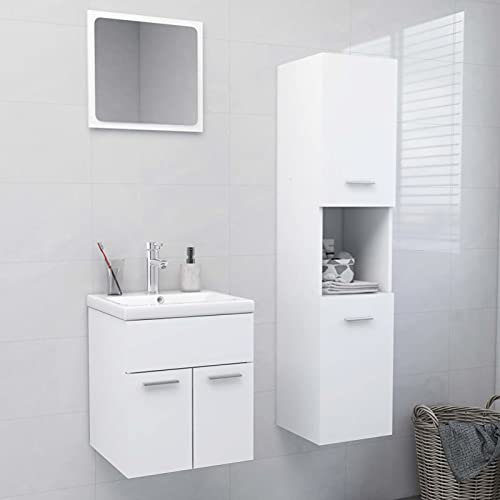 ShGaxin Badmöbel-Set, Badezimmer Möbel, Waschtisch Set, Waschbecken-Set, Bathroom Furniture Sets, Badezimmerschrank-Set, Weiß Spanplatte