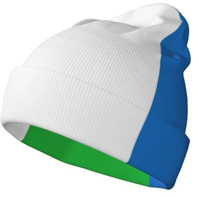 JEJEA Sierra Leone Mütze mit Flaggenaufdruck, warm, Unisex, modisch, gestrickt, mit Bündchen, warme Mütze für Erwachsene, kaltes Wetter, Totenkopfmütze, Schwarz, Schwarz , Einheitsgröße