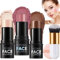 3PCS Kit De Maquillaje Facial,Juego De Barras De Maquillaje,Trio Maquillaje Facial,Colorete,Iluminador Y Contorno Facial,Textura cremosa Contorno Para Todas Las Pieles Facile da trasportare (B-set)