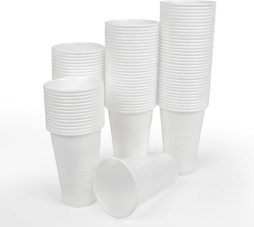 eurodeco Gobelet Plastique Réutilisables,Gobelet en blanc 200 ml, Lavables et Réutilisables, Idéals pour Fêtes, Anniversaires, Événements, Bureaux, Testés pour 20 Lavages, Sans BPA