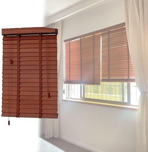 Horizontal Blinds for Windows Blackout/Insulated Window Curtains,60×120cm 120x150cm 160×180cm Natural Wood Blinds With Tape Shades Privacy Shutters, Wooden Blinds For Patio Doors (Size : 100x200cm/39