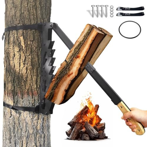 2-in-1 Wall Mounted Kindling Splitter for Wood Portable Metal Manual Fire Wood Kindling Splitter Hand Sturdy Firewood Cutter Heavy Duty Firewood Log Splitter Crackers Wedge for Indoor or Outdoor