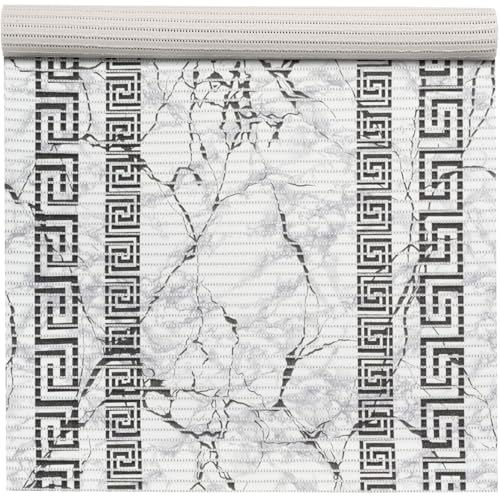 ANRO Weichschaummatte Badematte Bad Dusche WC Vorleger Teppich Antirutsch Badläufer Griechischer Marmor Grau 500x65cm