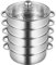 ACROSSPART Vaporera eléctrica de acero inoxidable de 5 capas, con tapa de cristal, 26 cm