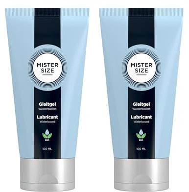 MISTER SIZE Bio Gleitgel 100 ml, Wasserbasiertes Gleitmittel, Extra langanhaltende Gleitfähigkeit, 2er Pack (2x 100ml)