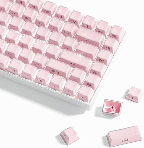 Crystal Jelly Tastaturen, seitlich graviert 113 Tasten, geeignet für 61/68/84/87/98/100-Tasten Cherry Gateron MX mechanische Tastaturen, rosa. (rosa)