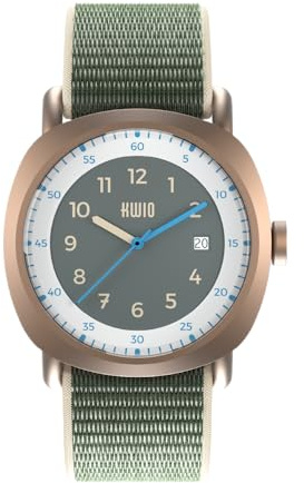 KWIO - Takk Moss Kinderuhr I Analoge Armbanduhr für Jungen & Mädchen 32mm I Quarz-Uhrwerk & Edelstahlgehäuse I Leicht zu wechselndes Klettarmband I Wasserdicht bis 5 ATM