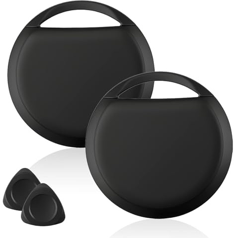 Smart Tag 2Pcs kompatibel mit Google Mein Gerät Finden APP (NUR IOS),Bluetooth Wasserdicht Schwarz GPS Tracker für Gepäck, Taschen, Tiere und Kinder (inklusive Batterien)