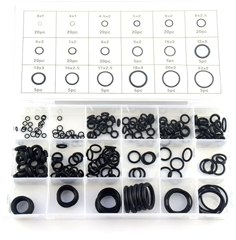 225Pcs O-Ring Set, (Ø 3–22 mm) Universal Nitrile Rubber Seal Assortment Kit for Mixer Taps, Plumbing, Automotive, Air AND Gas Systems, 18 Sizes