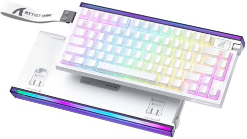 ATTACK SHARK R85 HE Clavier 8000Hz Rapid Trigger, Clavier Gamer Filaire 75%, Lightbox RGB, Précision RT de 0,005 mm, Interrupteur Magnétique, Actionnement Réglable, Snap Tap, PC/Mac, Contour Blancs