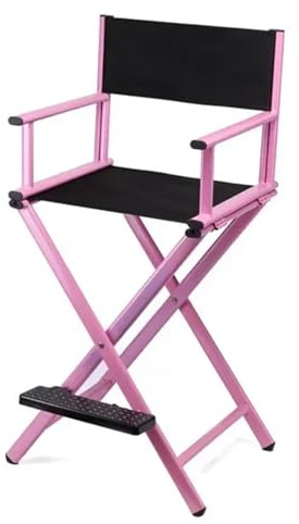 Regiestühle Make-up-Artist-Regisseurstuhl mit hohem Aluminiumrahmen, Faltbare Gartenmöbel, Leichter, tragbarer, Faltbarer Make-up-Regisseurstuhl(Pink)