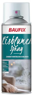 BAUFIX Eisblumenspray, 400 ml, weiß, Oberflächenveredelung, DIY Spray, winterliche Eisblumen, Deko für Fenster- und Glasoberflächen, Sprühspray, gebrauchsfertig