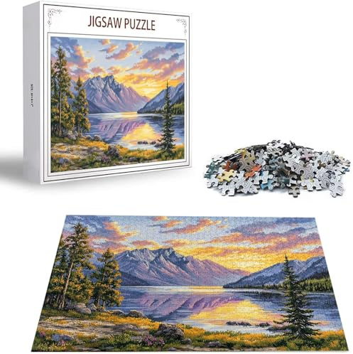 Lake Jigsaw Puzzle 2025 Puzzle 1000 Pieces, Jigsaw Puzzles for Adults 1000 Piece Mountain Wooden Puzzles for Adults, Challenging Game Toys Jigsaws for Wall Decoration and Gifts 2025 Christmas H-6878