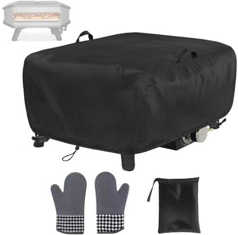 Pizzaofen Abdeckung für 17 Gas Pizza Ofen,62x62x28cm Outdoor Wasserdicht Schutzhülle für cozze 90347 XXL 17 Pizza ofen,420D Oxford-Stoff pizzaofen zubehör（Einschließlich Ofenhandschuhe